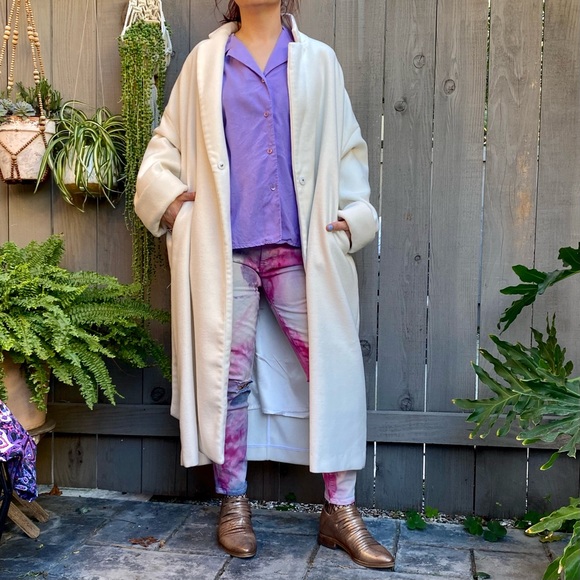 Glamorous Deer and Flyer Heavy Cotton / Cellulose Ivory Coat size Large - Picture 1 of 9